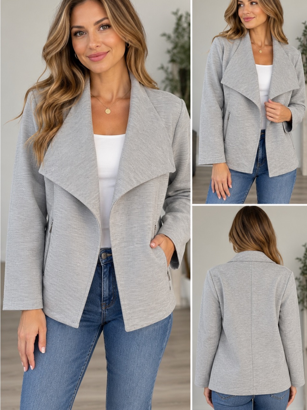 Calvin Klein Light Gray Draped Jacket